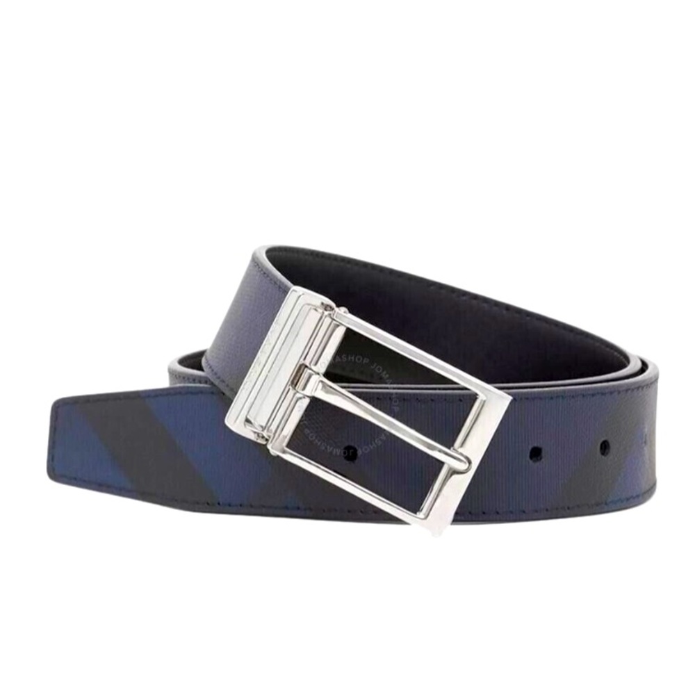 Men's Burberry Clarke London Check Belt Navy/Black 36